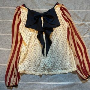 Women’s Red, White and Blue Bow & Lace top (S)